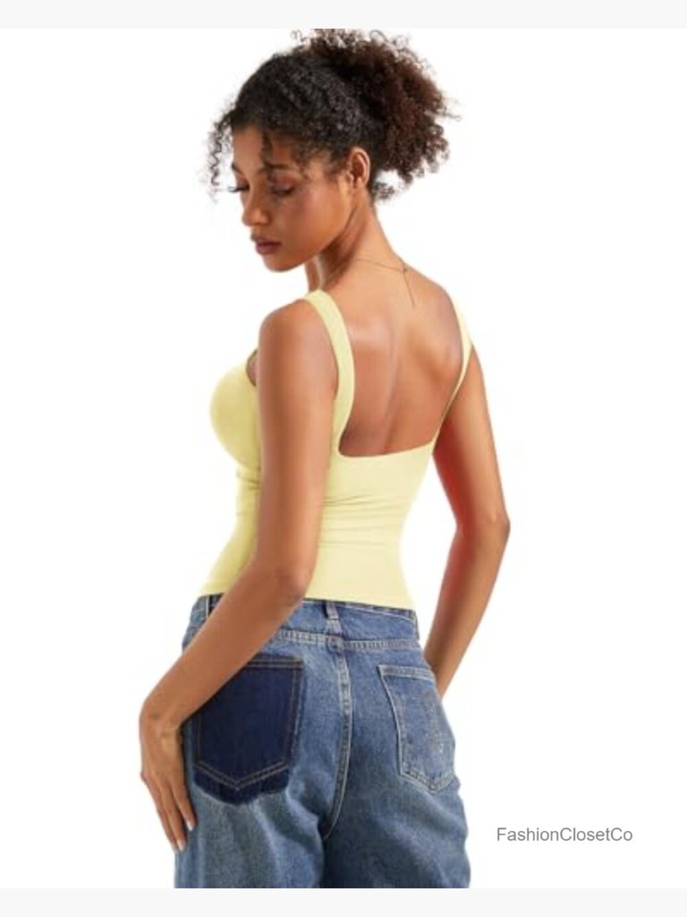 Double Lined Padded Open Back Boat Neck Tank Top - Picture 2 of 6